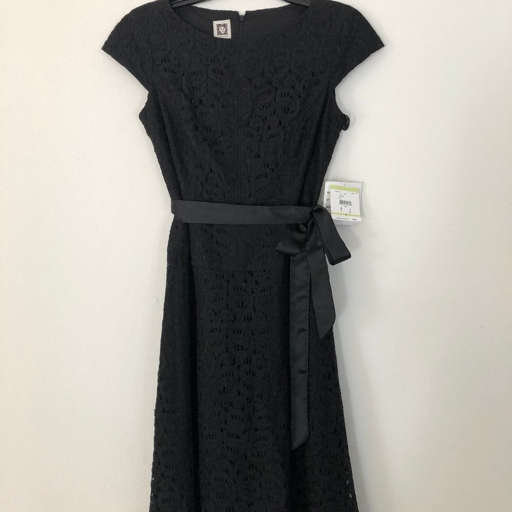 Anne Klein NWT Black Lace Midi Formal Dress